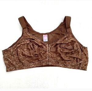 Comfort Choice Lace Wireless Posture Bra Women's Size 46D Minimizing Brown